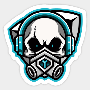 Skull gamer with elastomeric respirator Sticker